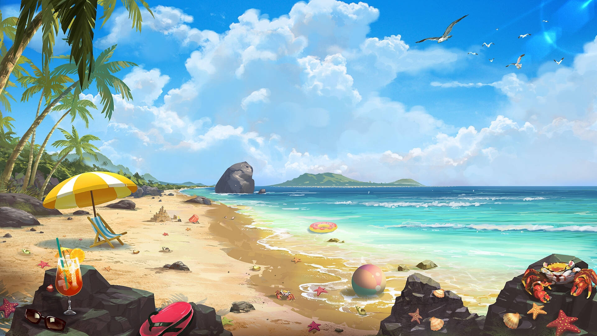 Summer Iphone Beach Digital Art Background