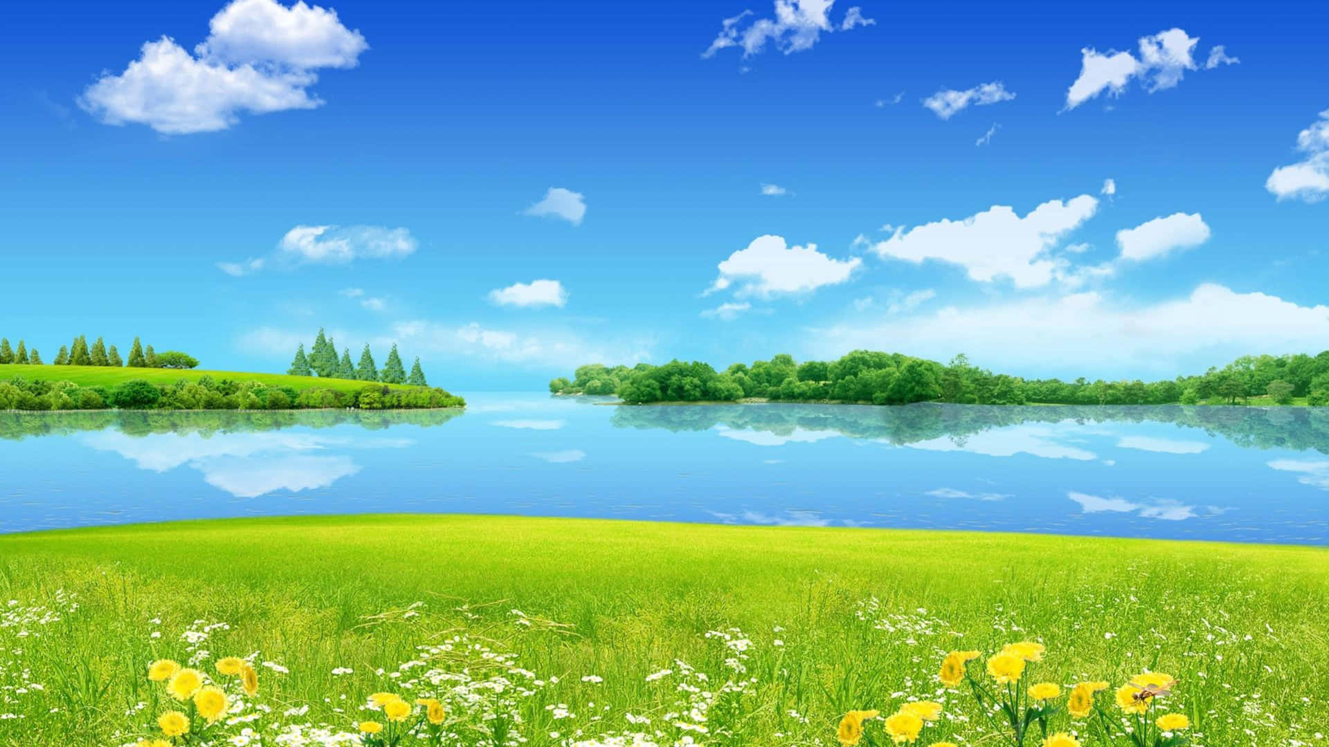 Summer_ Lake_ Serenity_4 K_ Ultra_ Wide Background