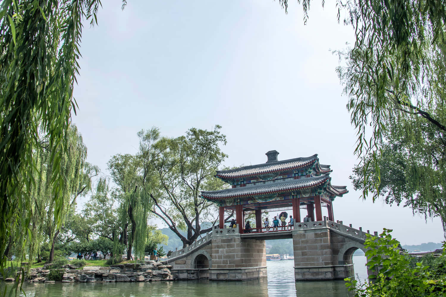 Summer Palace Garden Bridge Background