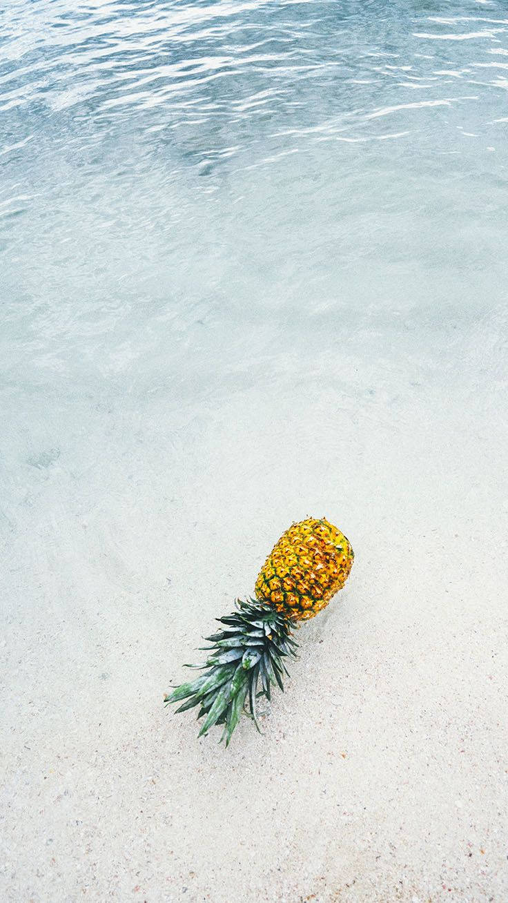 Summer Phone Pineapple On Beach Background