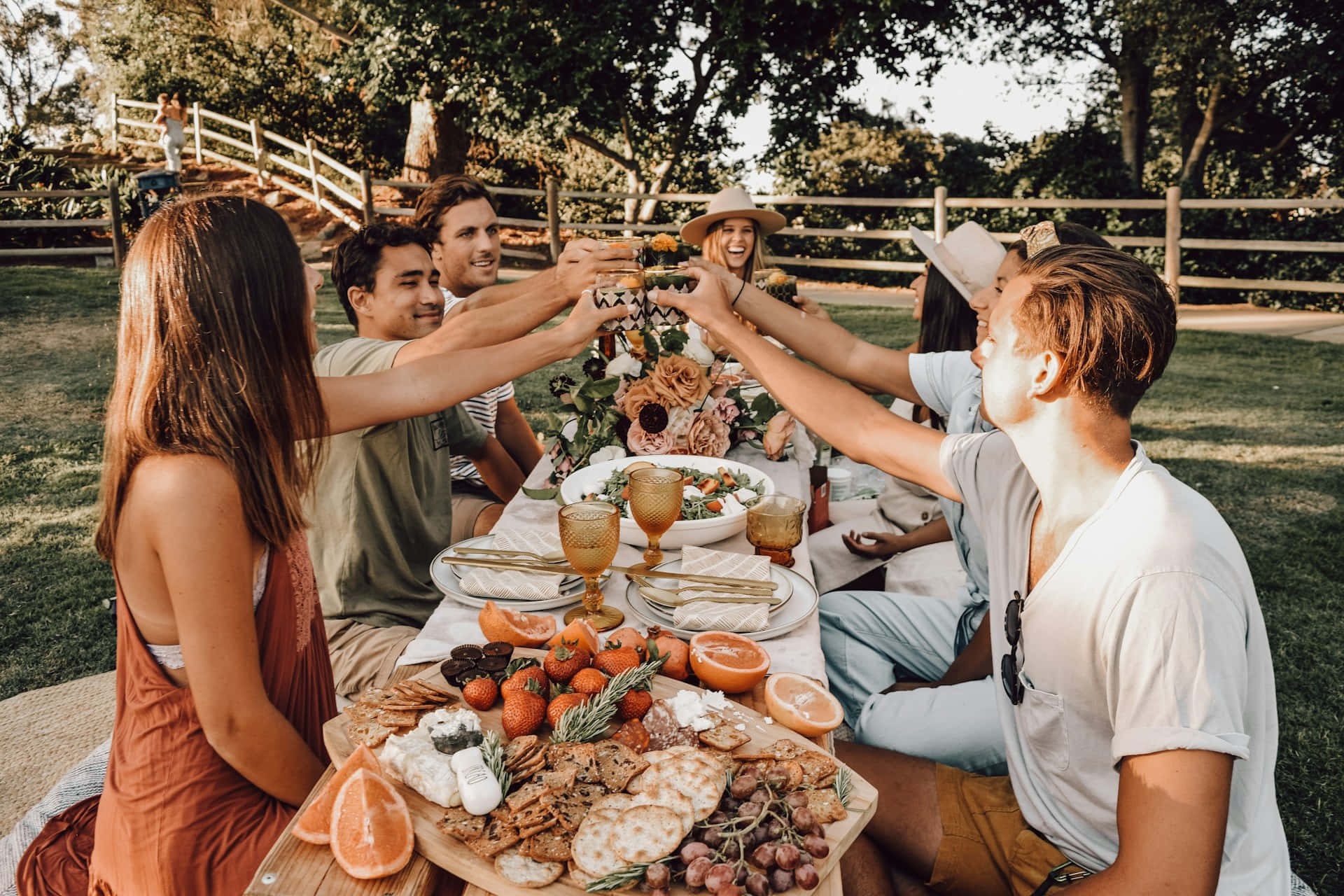 Summer Picnic Friends Cheers.jpg Background