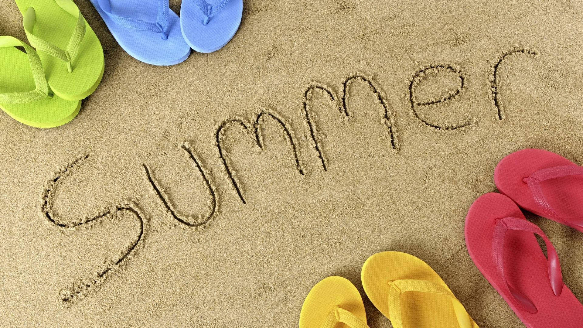Summer Season Colourful Flip-flops Background