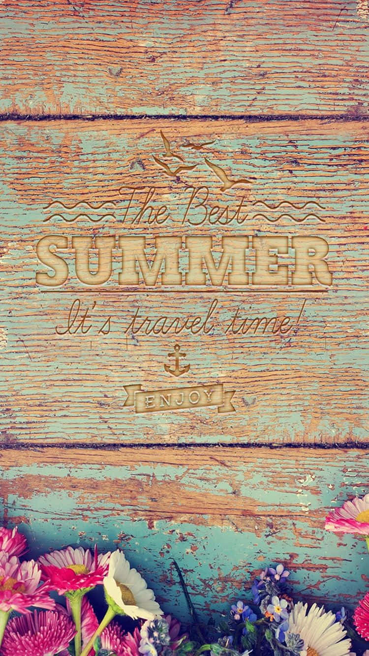 Summer Time Iphone With A Wooden Sign Background