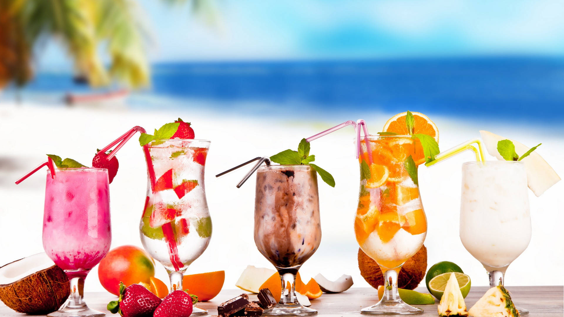 Summer Tropical Cocktail Full 4k Background