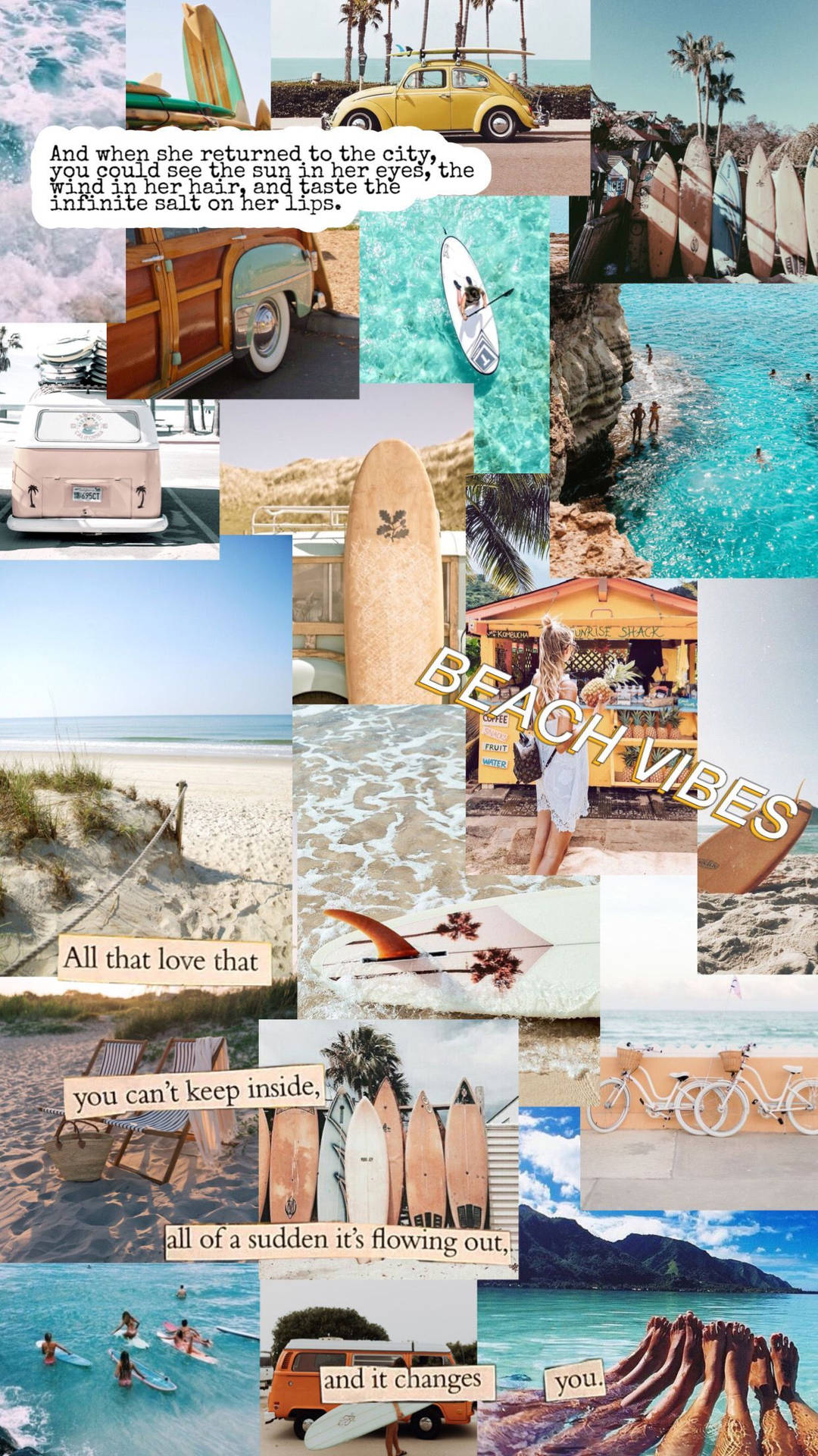 Summer Vibes Beach Collage Background