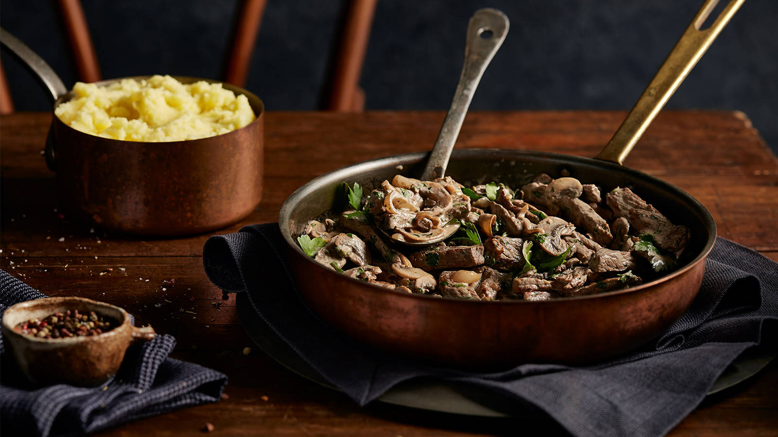 Sumptuous Russian Beef Stroganoff Served In Style Background