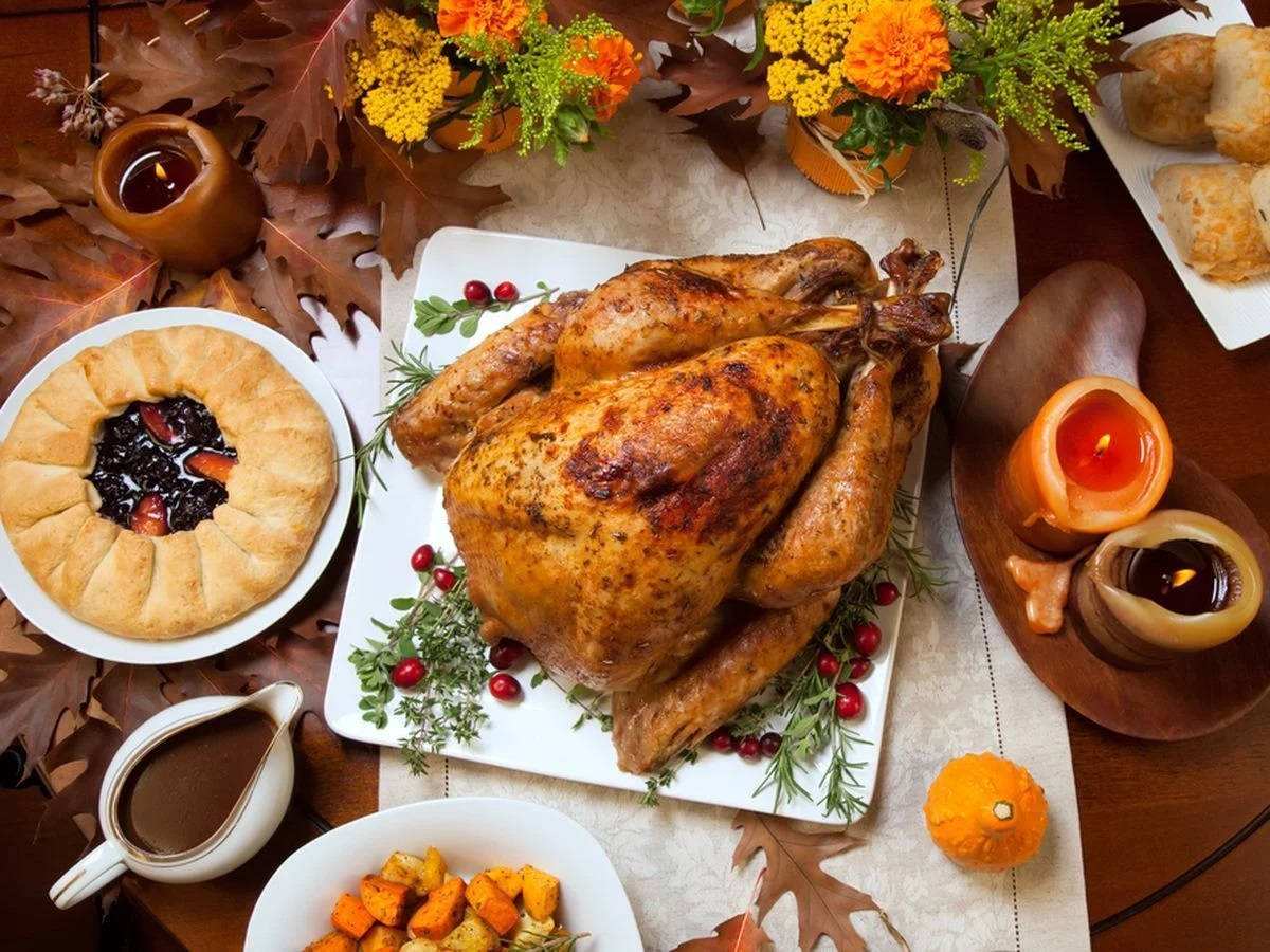 Sumptuous Thanksgiving Dinner With Roasted Turkey