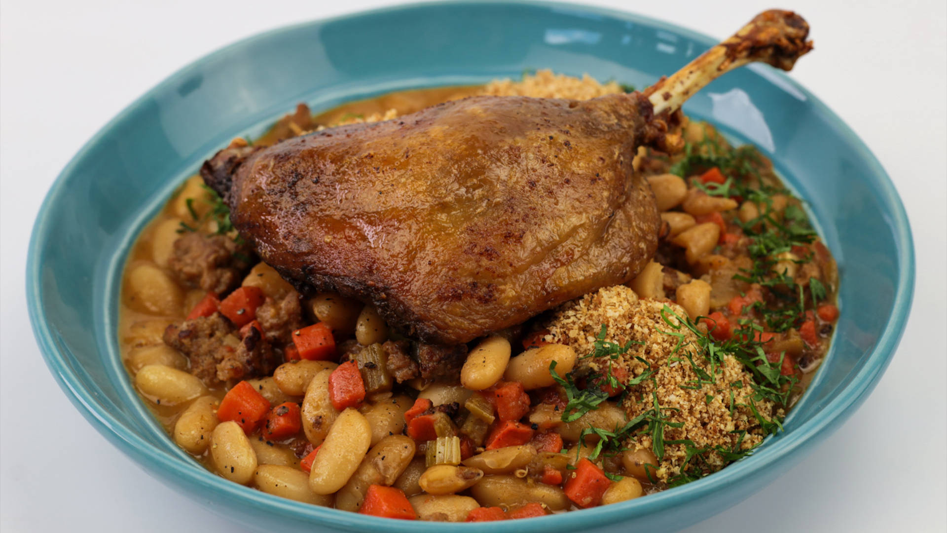 Sumptuous White Bean Cassoulet With Duck Confit Background