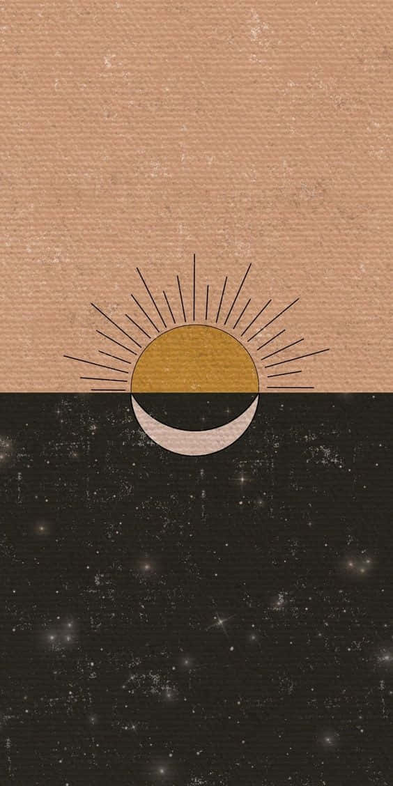 Sun And Moon Embracing In A Serene Sky Background