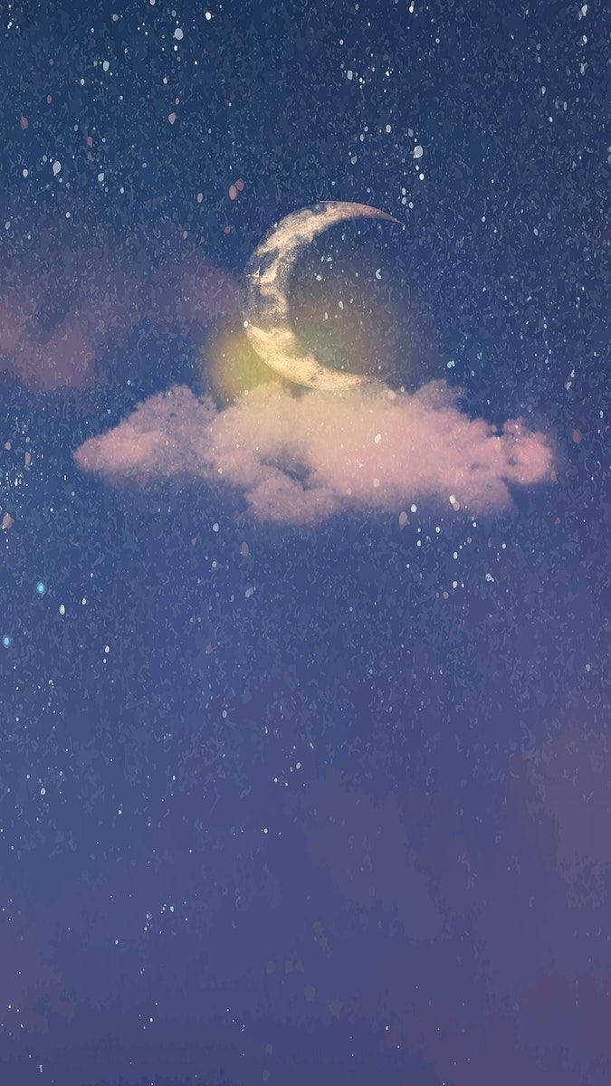 Sun And Moon In Purple Sky Background
