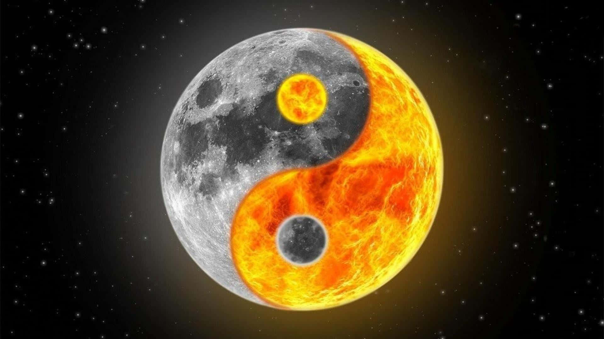 Sun And Moon Yin Yang Symbol 4k
