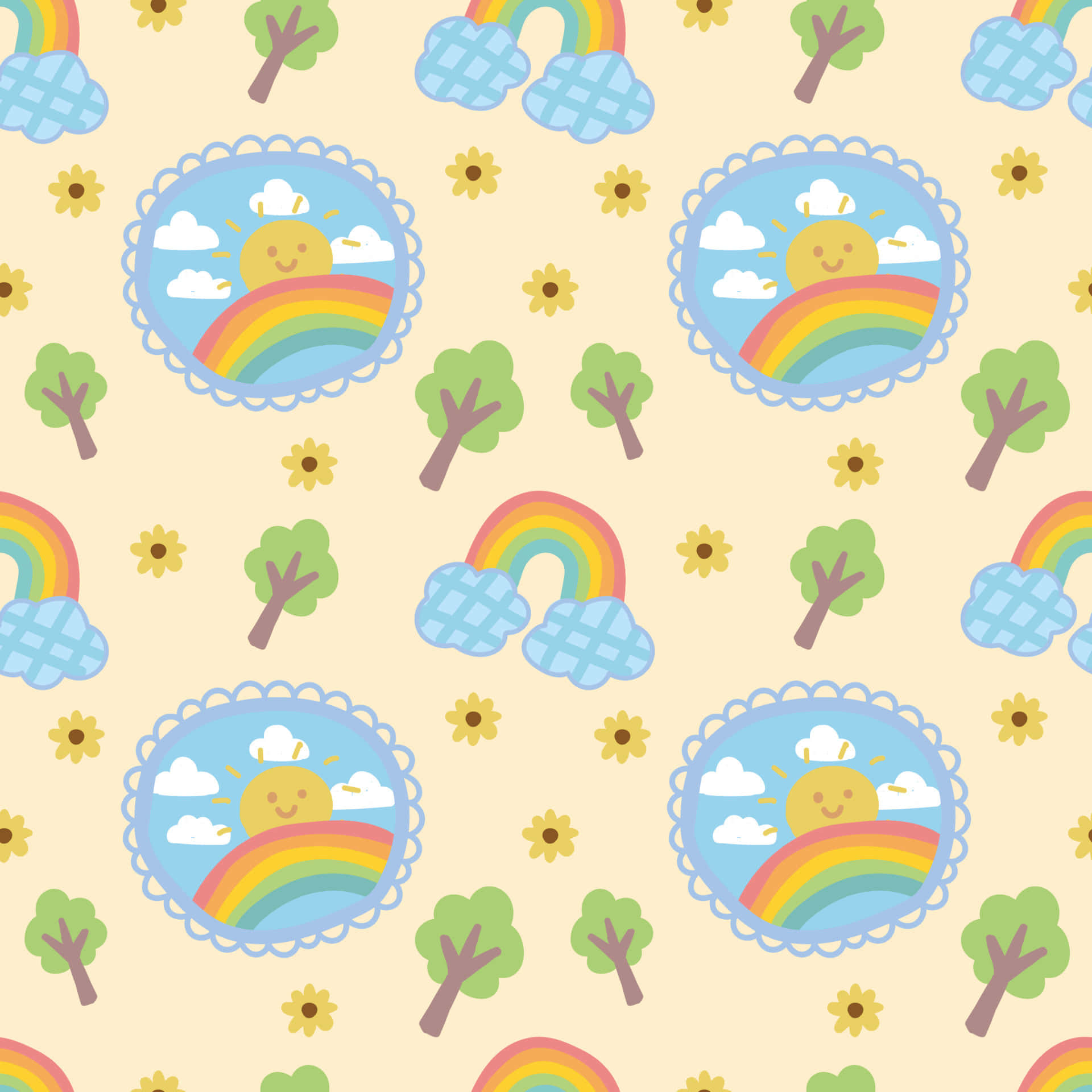 Sun And Rainbows Cute Things Background