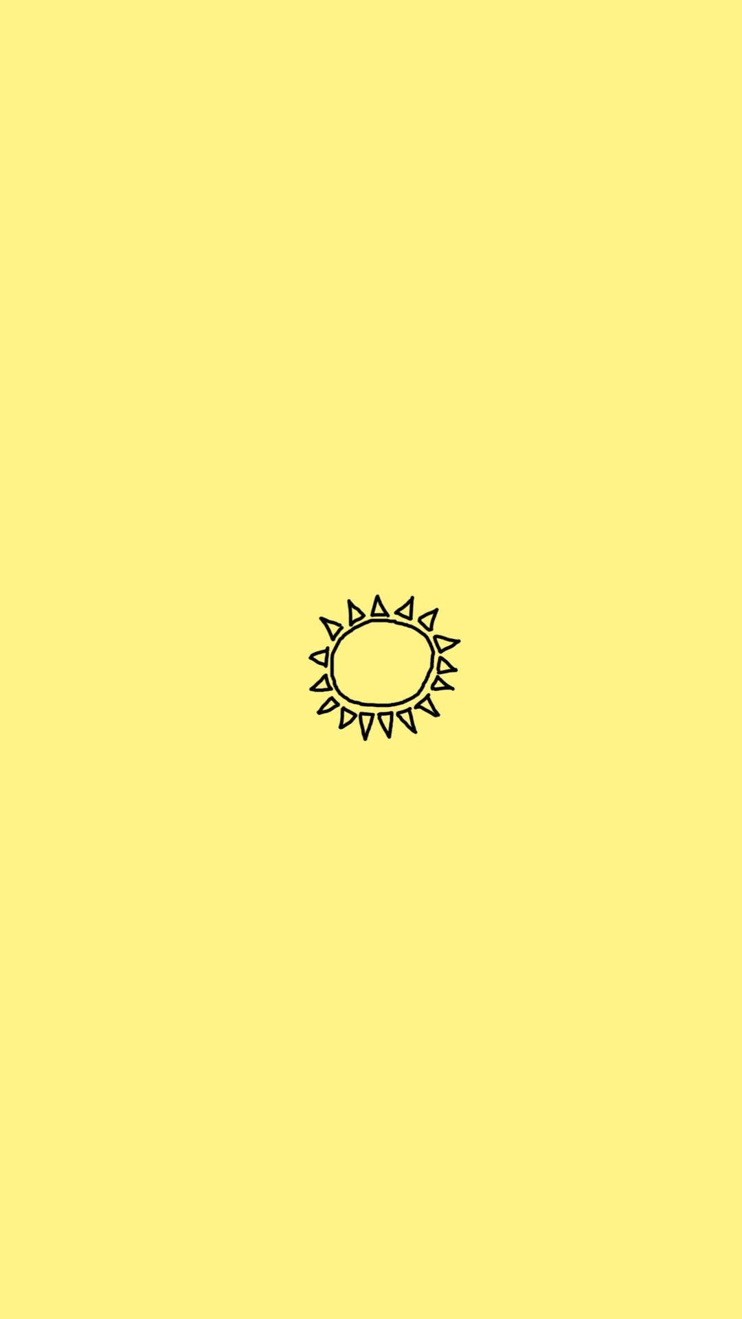 Sun Drawing Plain Yellow Phone Background