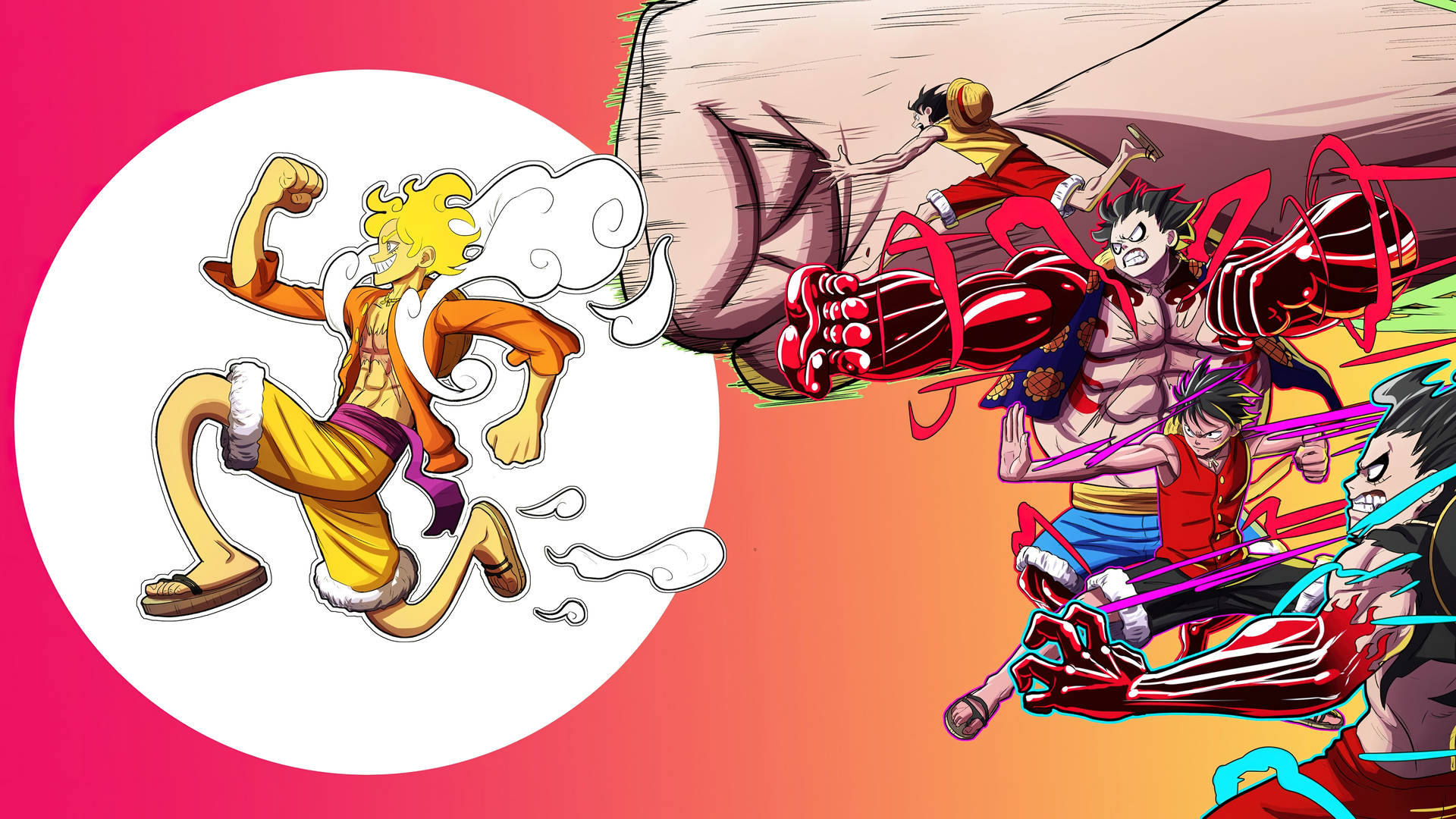 Sun God Nika Luffy And Transformations Background