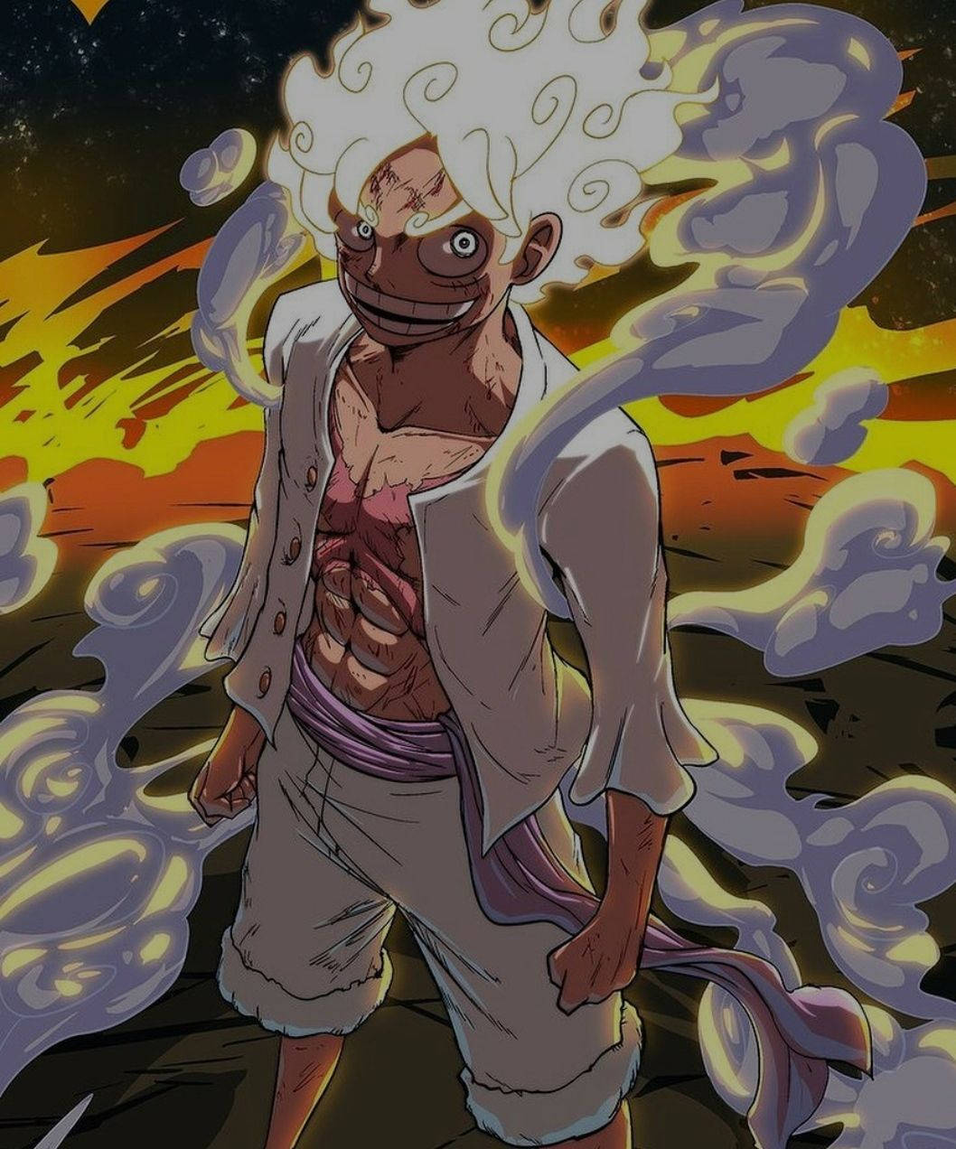 Sun God Nika Luffy Smirking Background