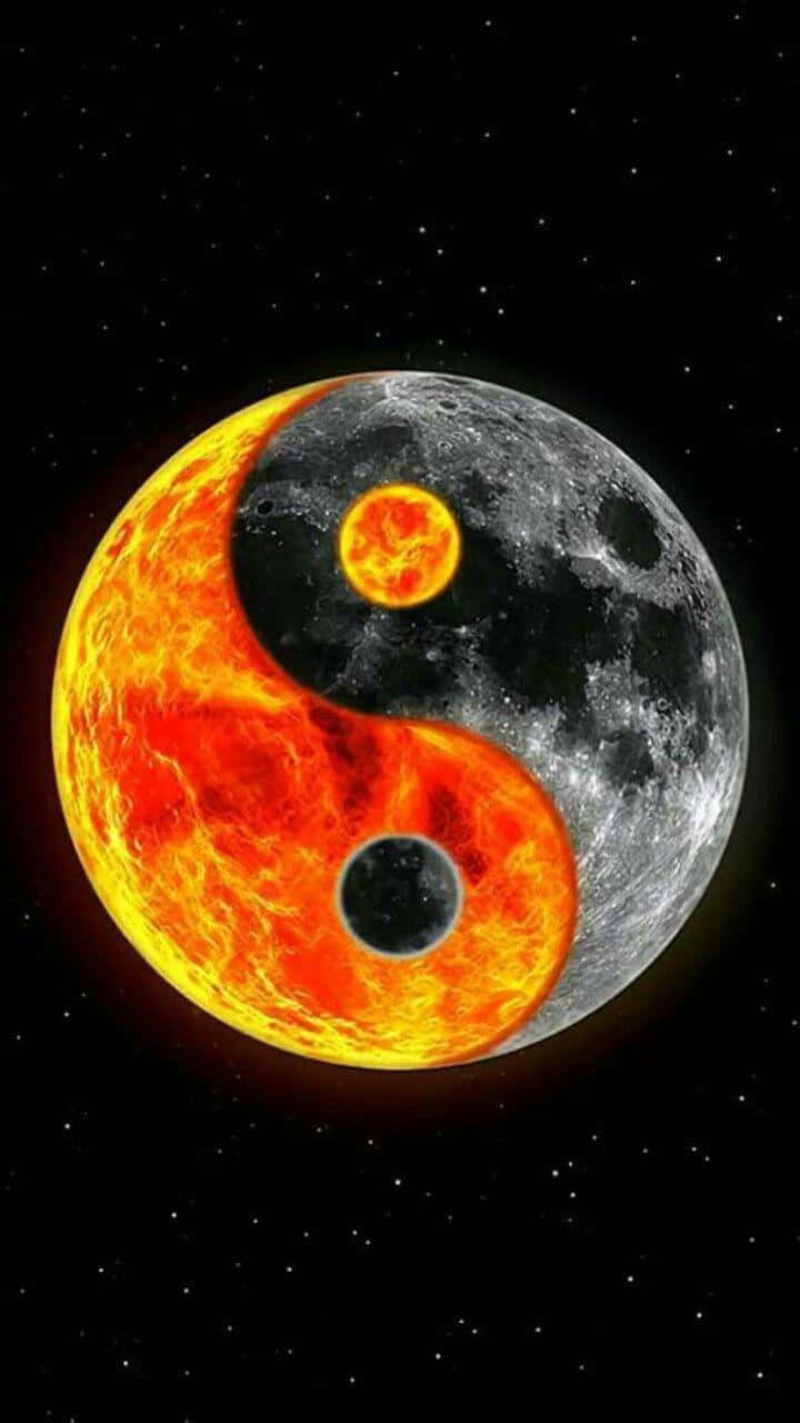 Sun Moon Yin Yang Symbol 4k