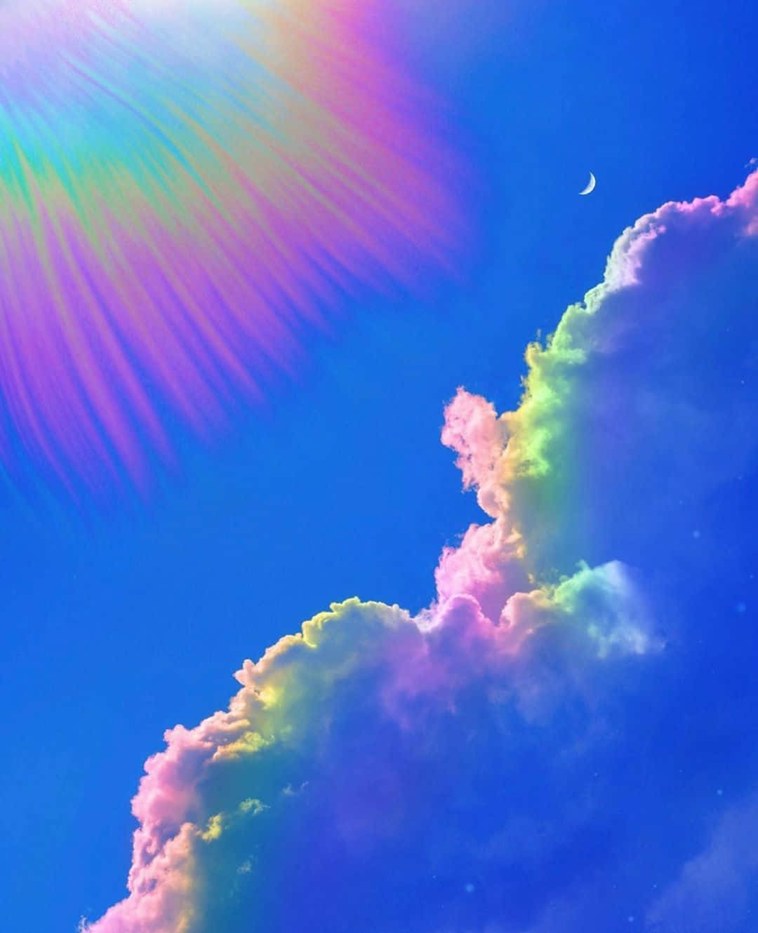 Sun Rays Over Trippy Aesthetic Cloud Background