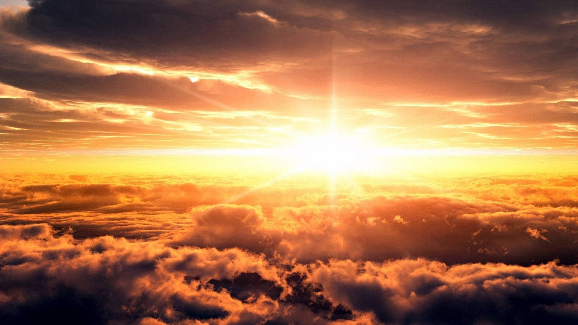 Sun Rise Above Clouds Background