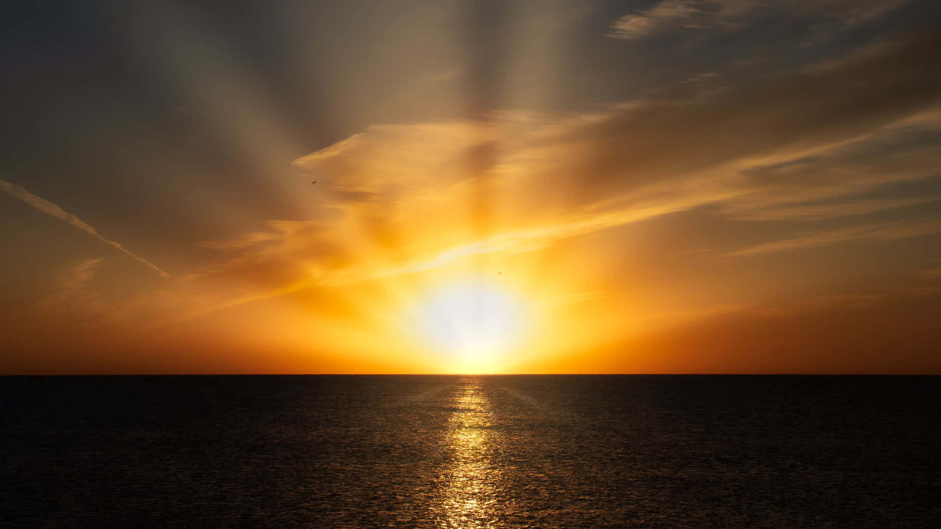 Sun Rise Above The Ocean Background