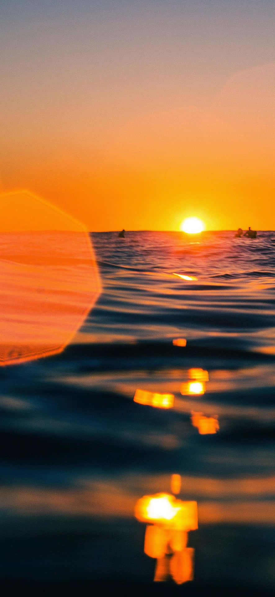 Sun Rise On Ocean Water Background