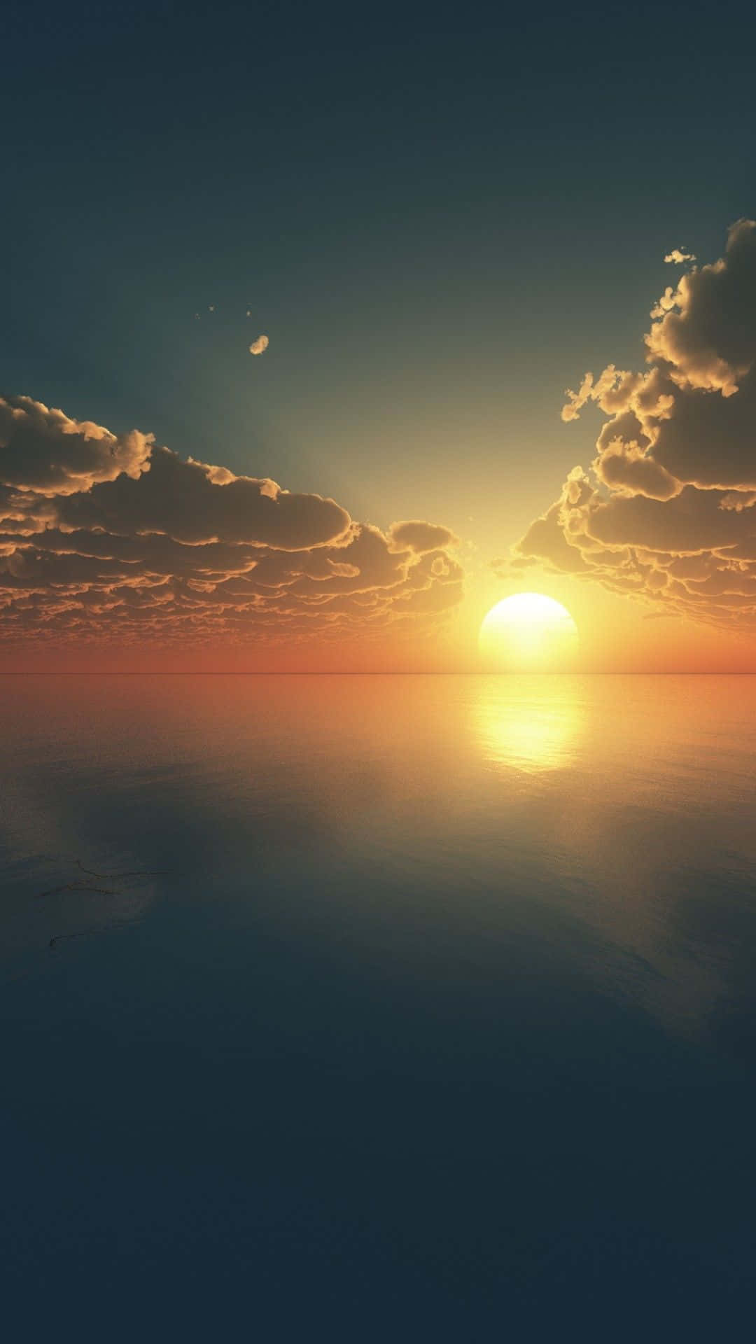 Sun Rise Over Tranquil Water Background