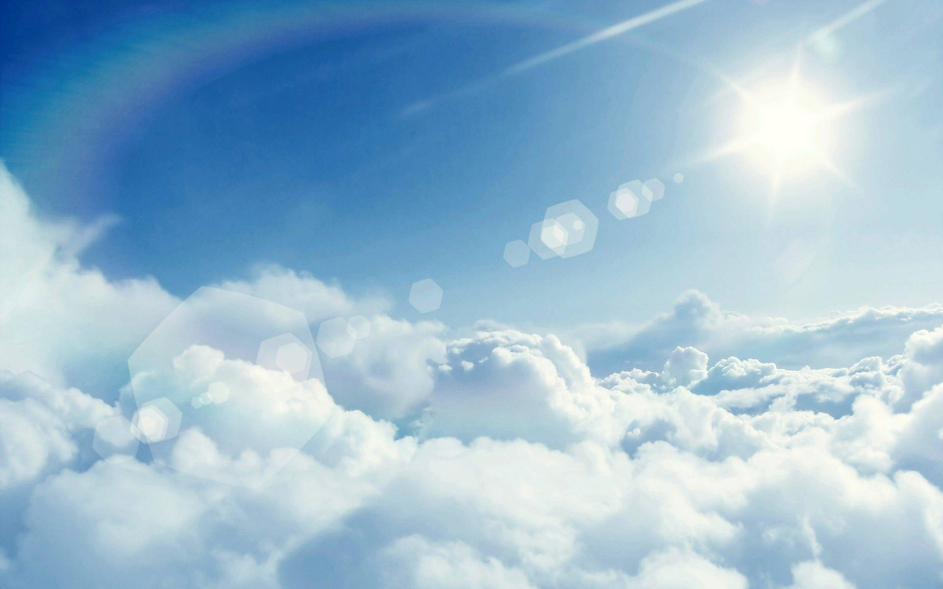 Sun Shining And Blue Aesthetic Cloud Background