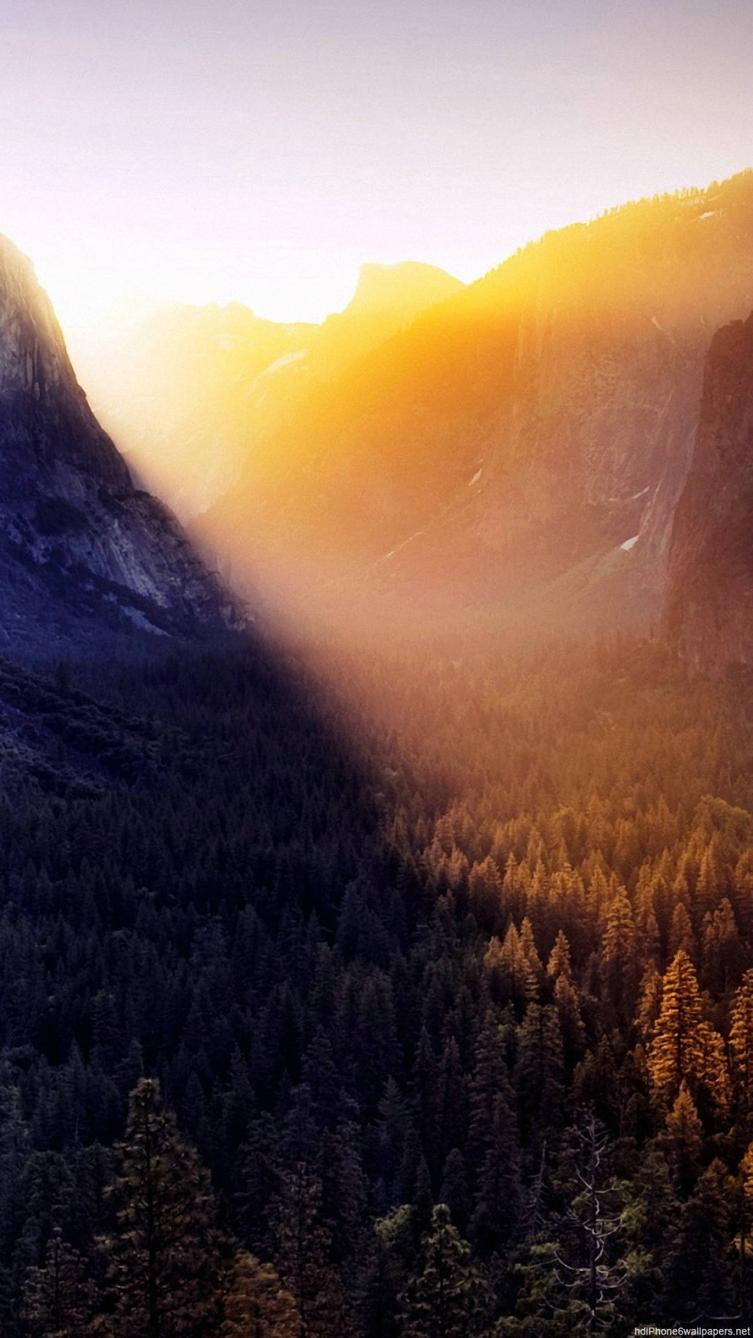 Sun Shining At Yosemite Iphone Background