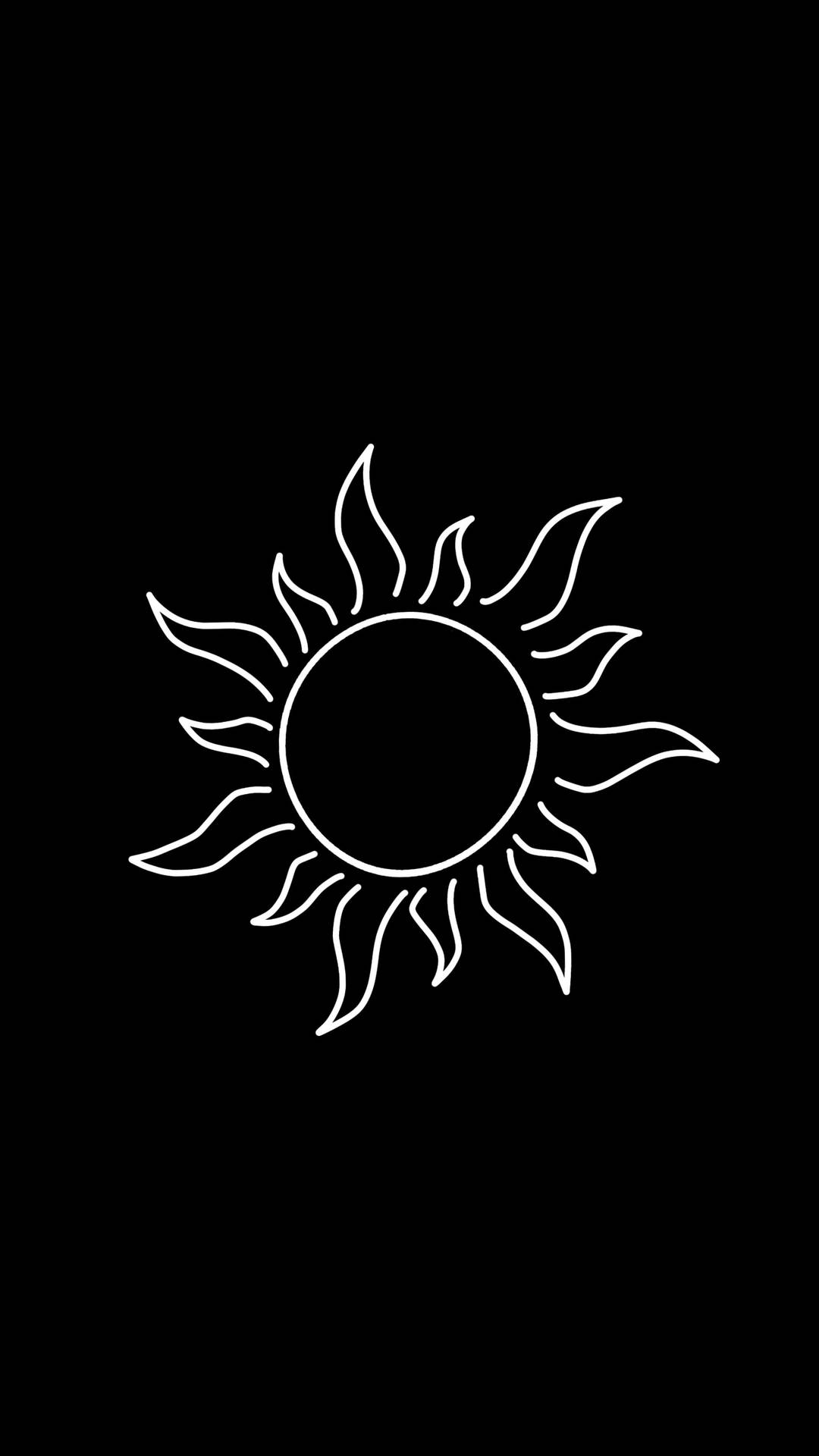 Sun Symbol Minimalist Black Phone Background