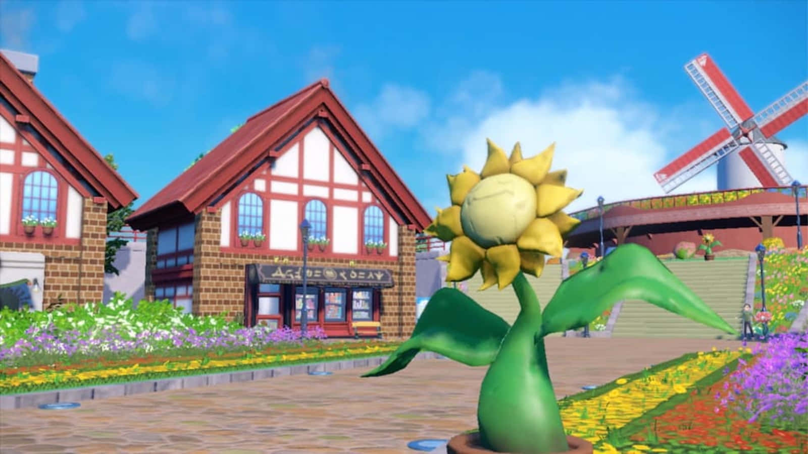 Sunflora Statue In Artazon Background