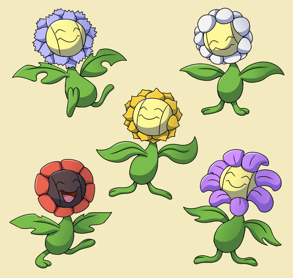 Sunflora With Other Flower Variants Background