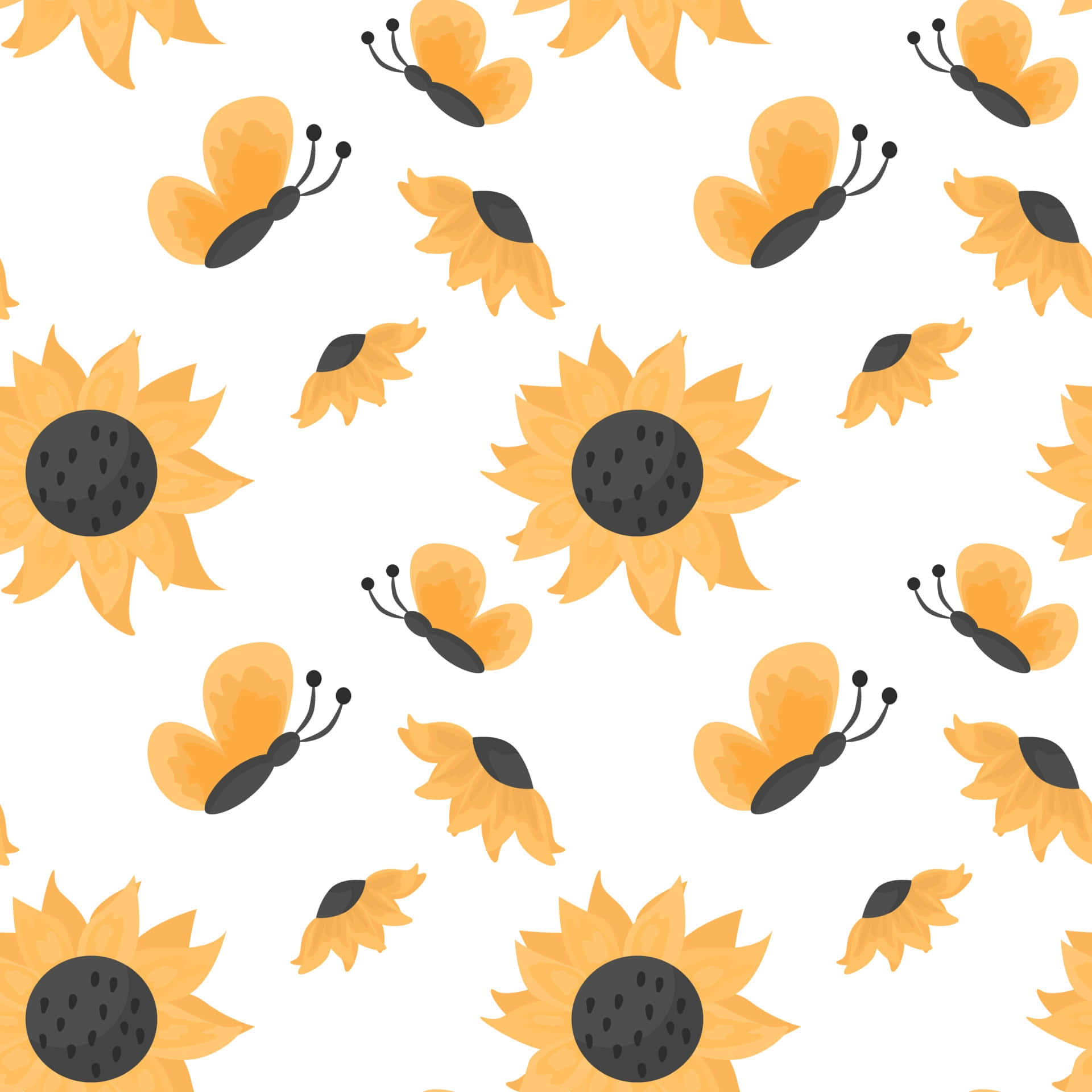 Sunflower_ Butterfly_ Pattern Background