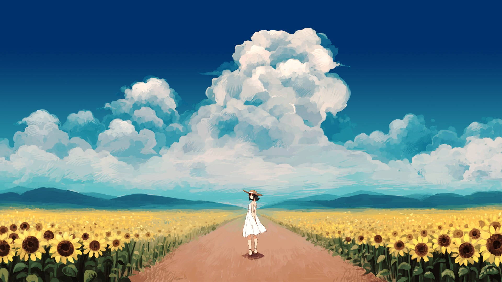 Sunflower Field Girl Painting