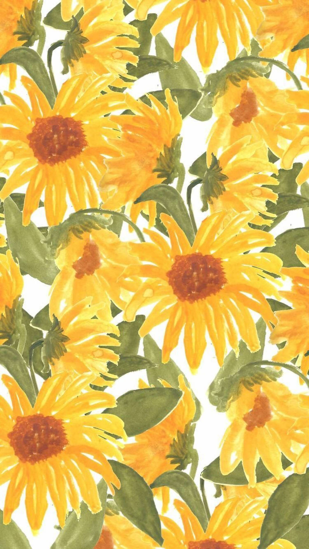 Sunflower Iphone Watercolor Art Background