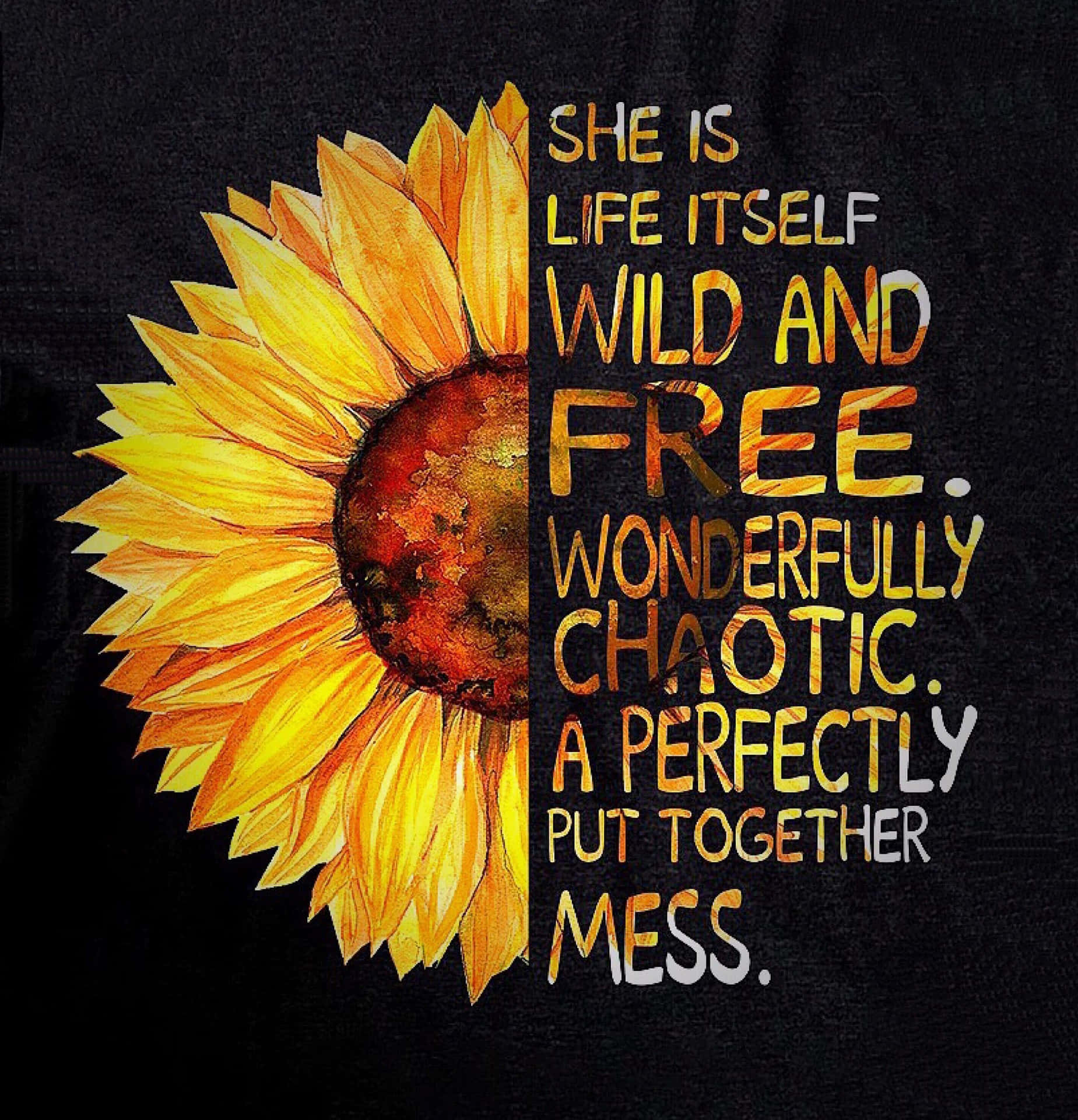 Sunflower Quotes Painting Background
