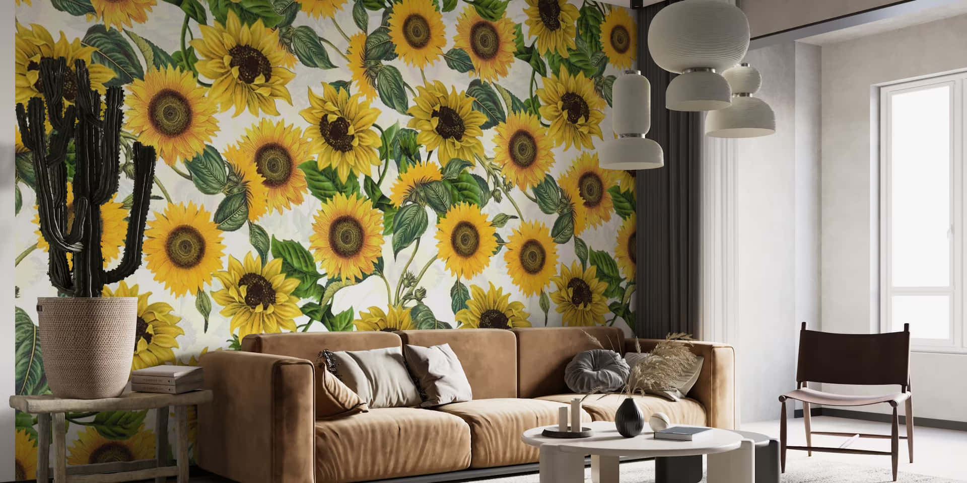 Sunflower Wallpaper Living Room Decor Background