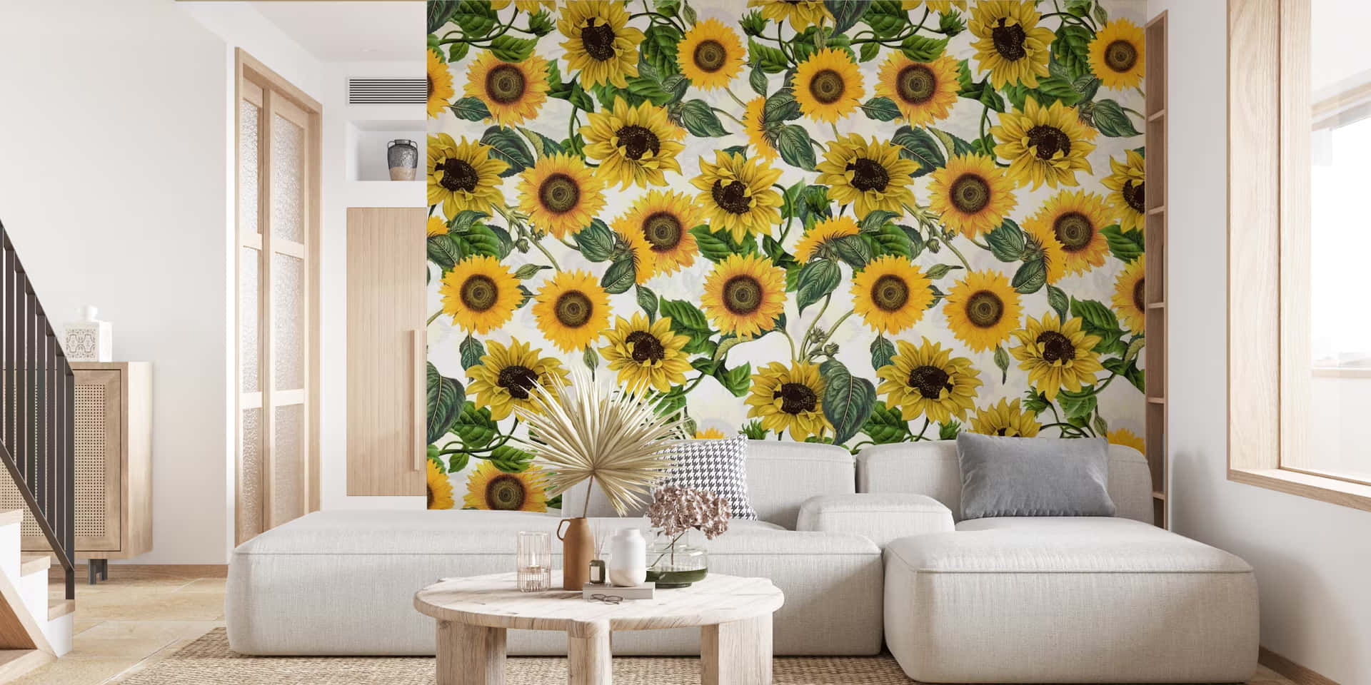 Sunflower Wallpaper Living Room Decor Background