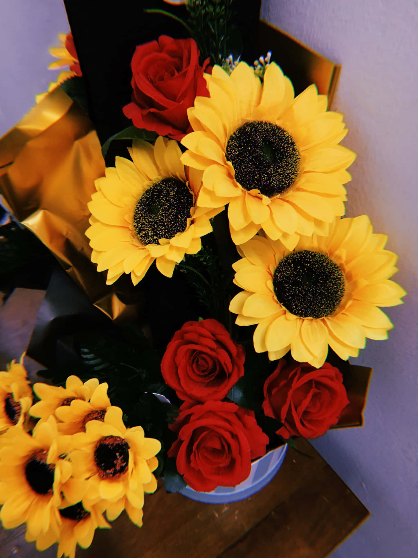 Sunflowers And Roses Vase Plastic Collection