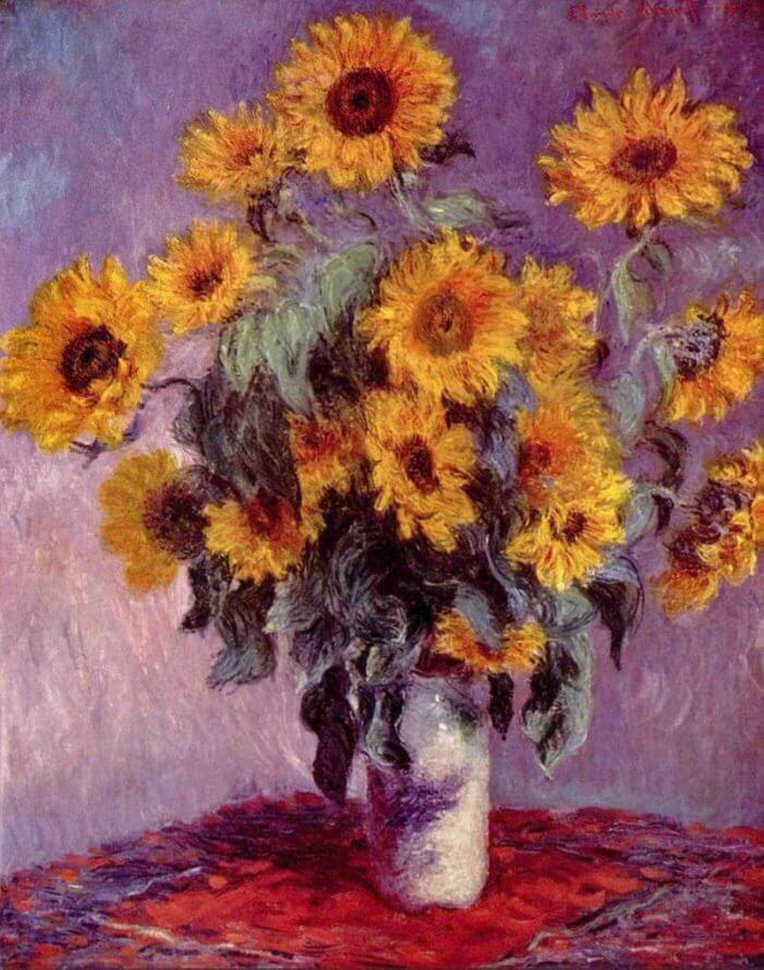 Sunflowers By Claude Monet Background