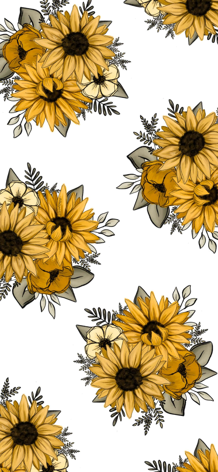 Sunflowers On A White Background Background