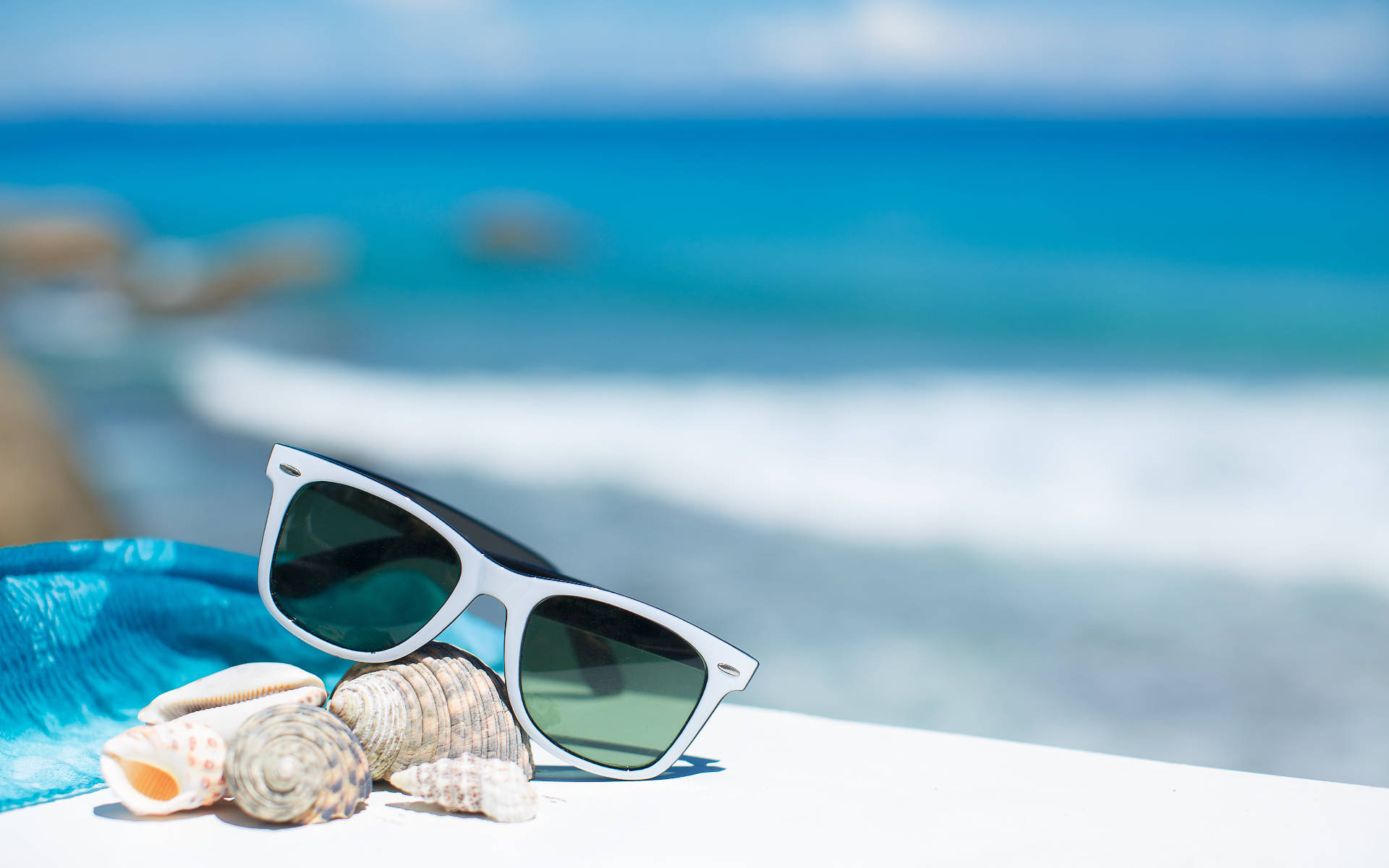 Sunglasses And Shells Background