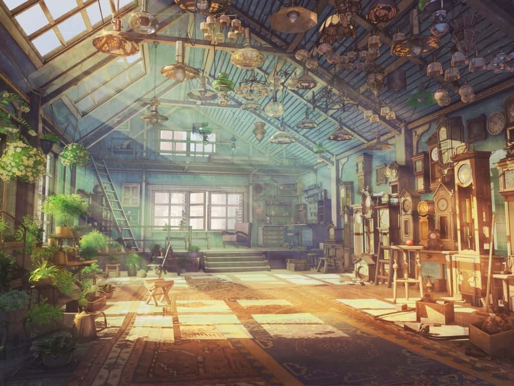 Sunlit Attic Workshopwith Plants Background