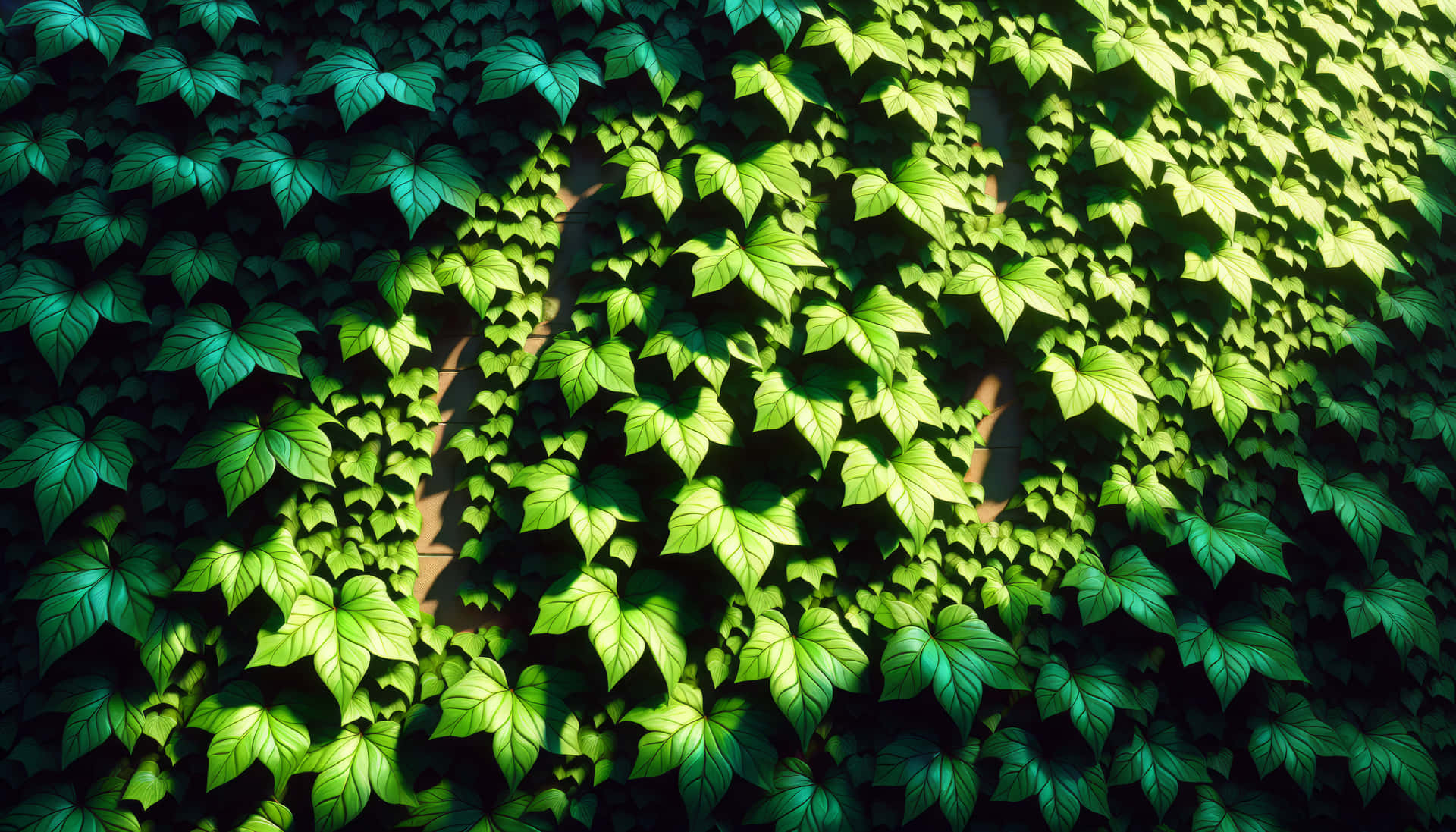 Sunlit Ivy Wall Texture Background