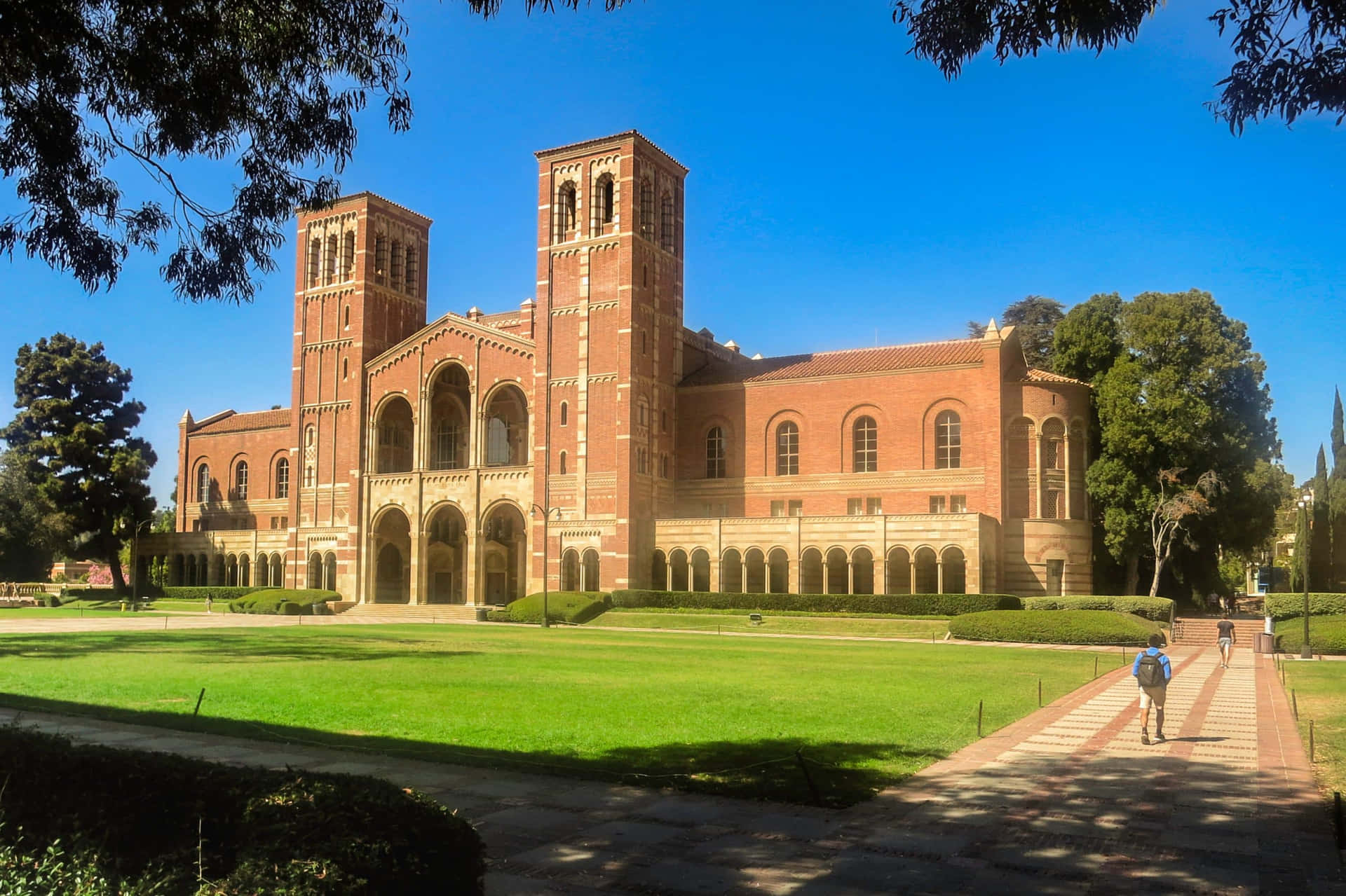 Sunlit Stairwell At Ucla Campus Background