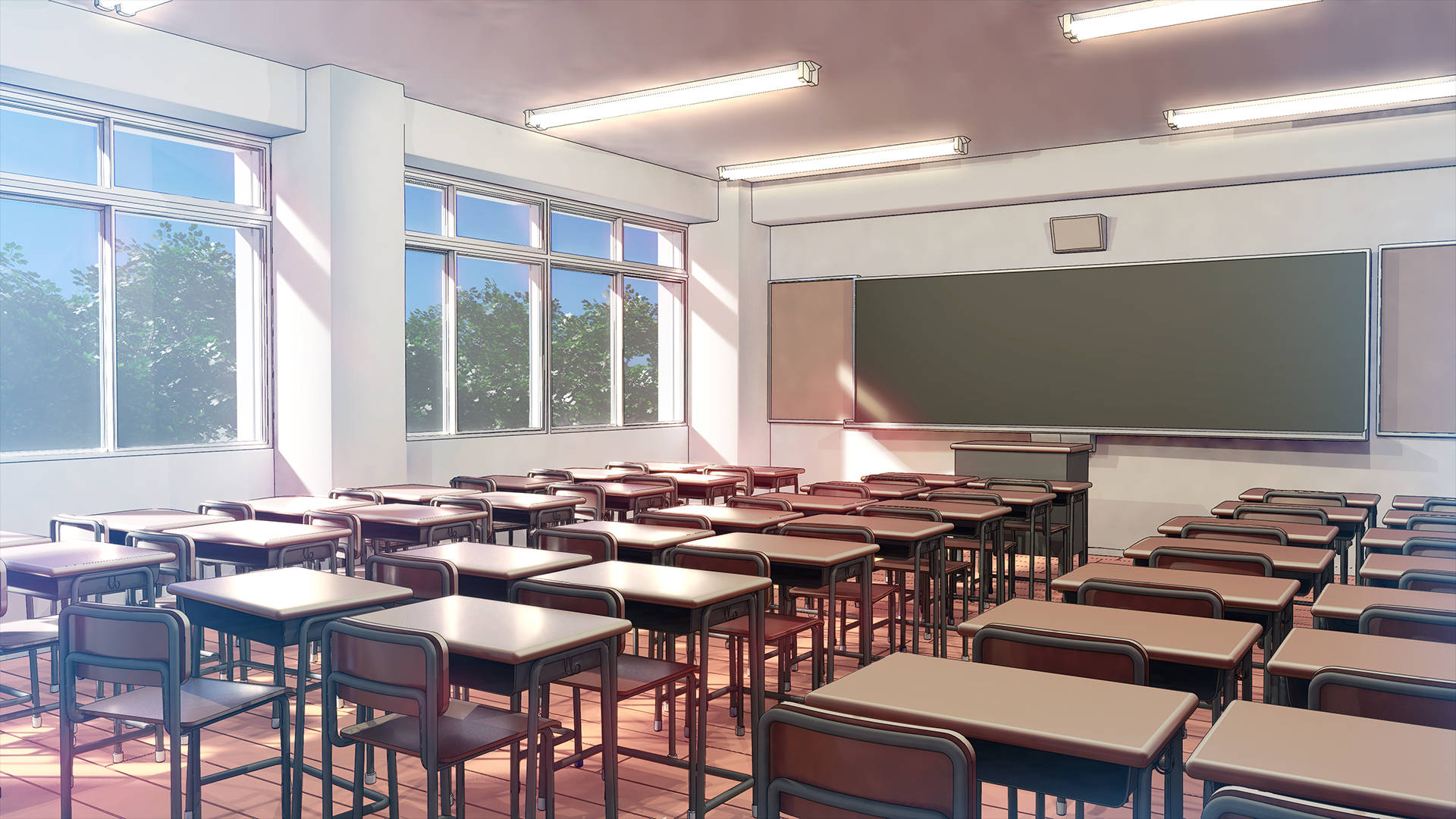 Sunny Anime Classroom Background