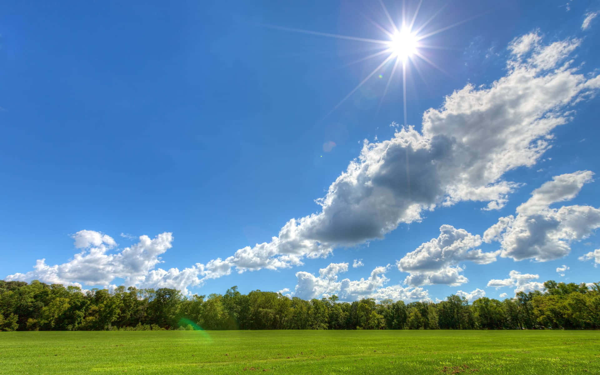 Sunny Blue Sky With Clouds Background