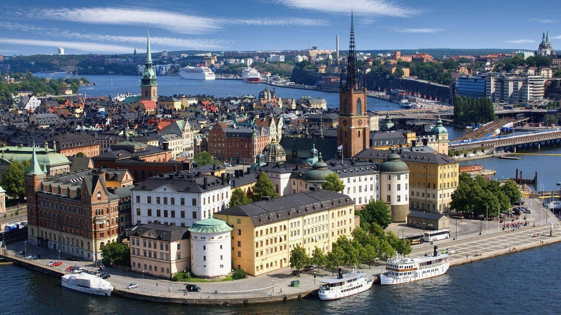 Sunny Day City Of Stockholm Background