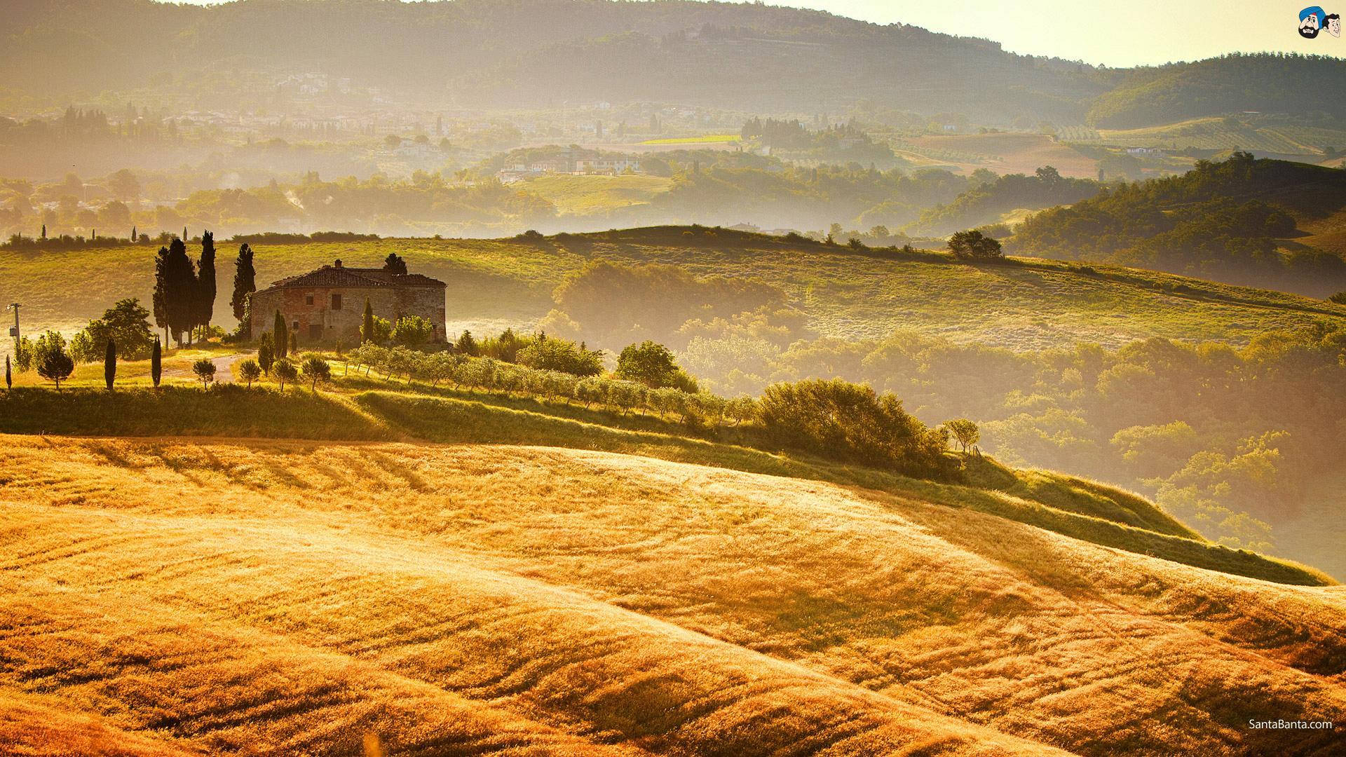 Sunny Day In Tuscany Italy Background