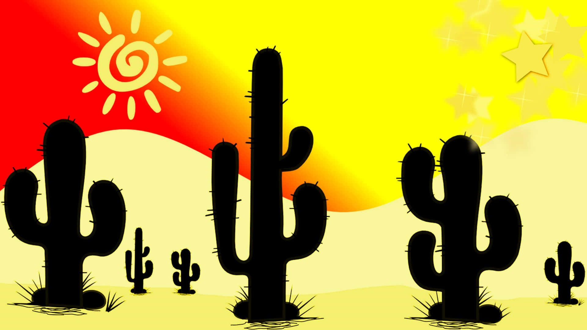 Sunny_ Desert_ Cactus_ Landscape Background