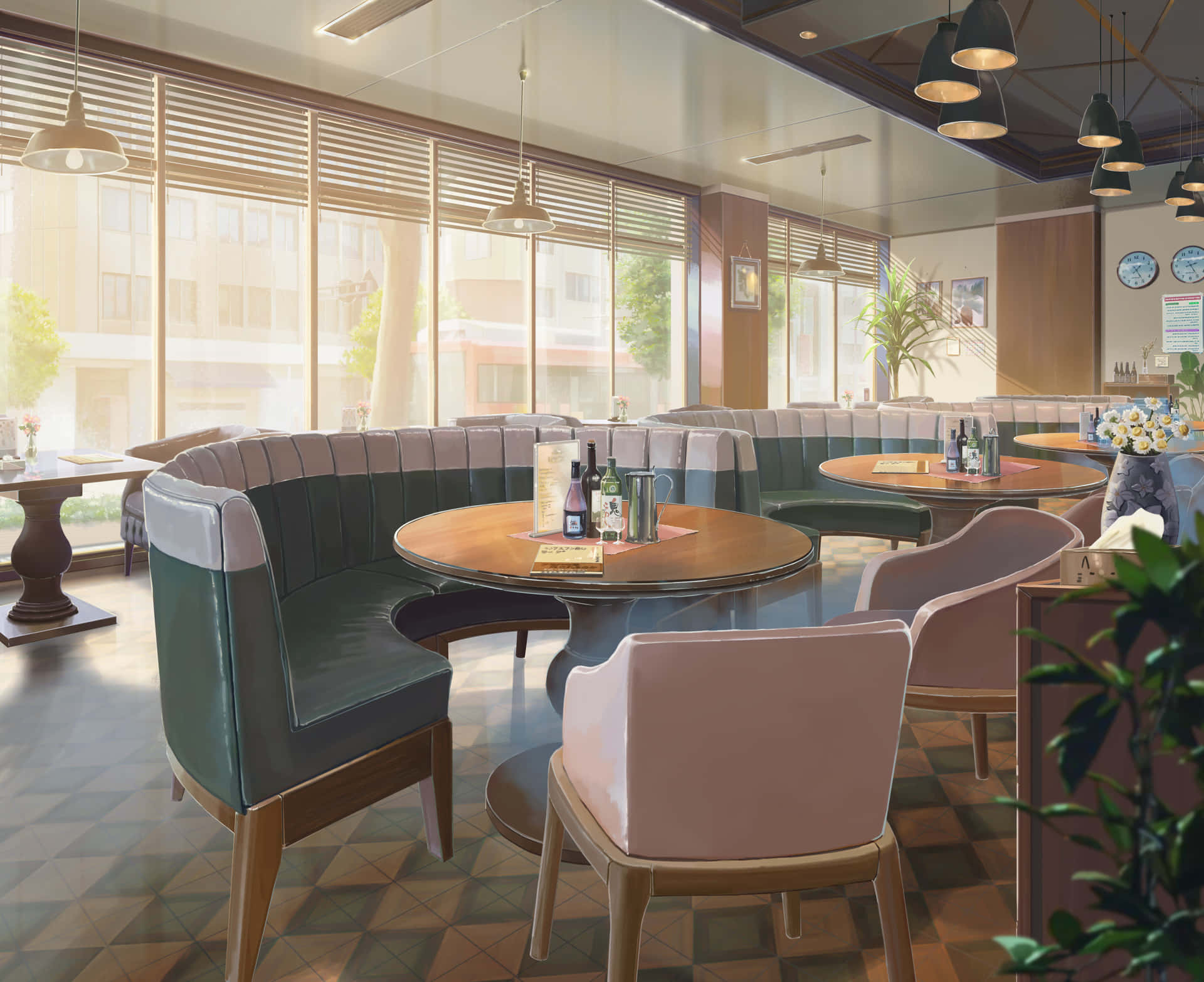 Sunny Diner Interior Illustration Background