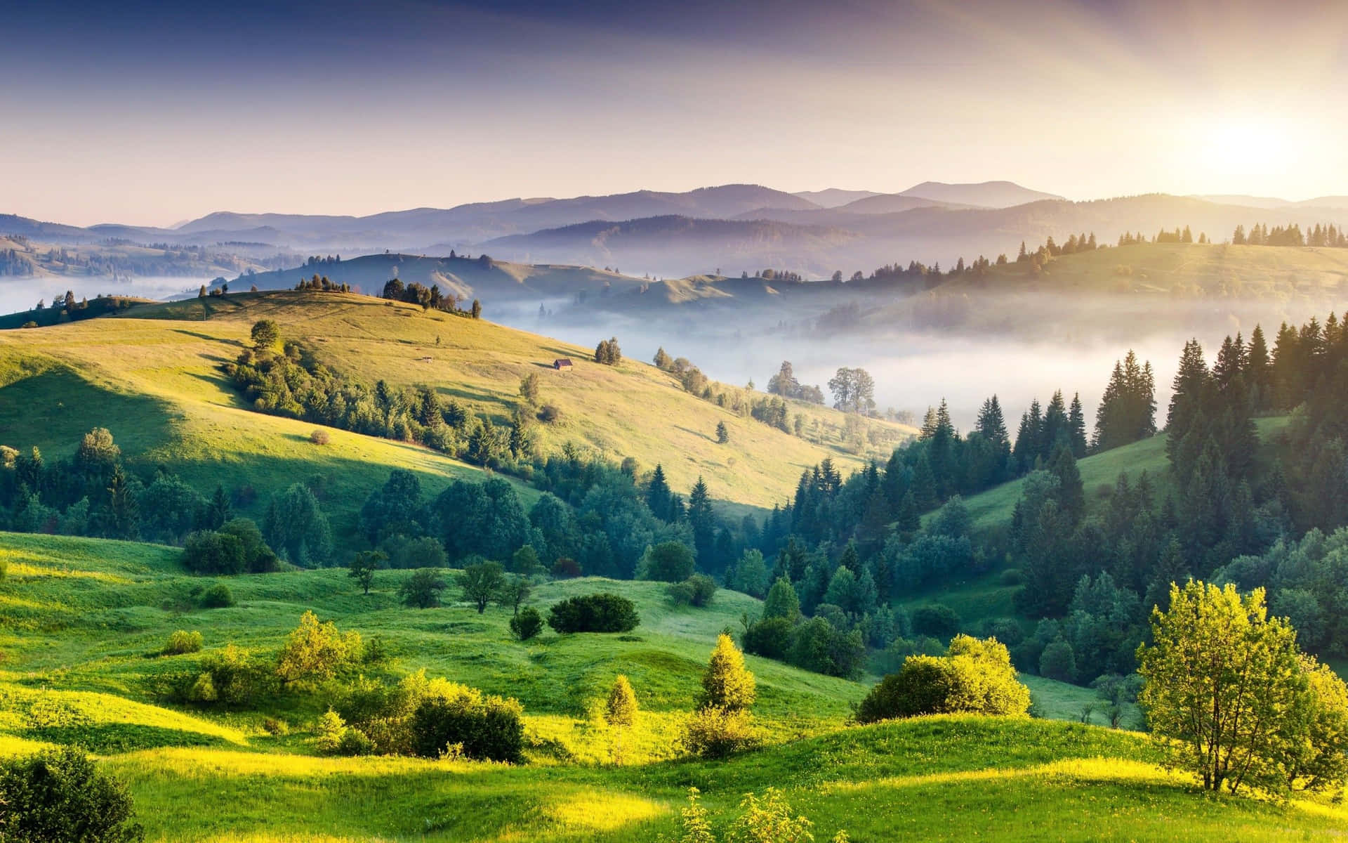 Sunny Sky In A Mountain Landscape Background